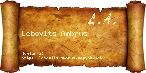 Lebovits Ambrus névjegykártya